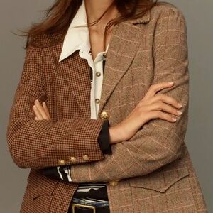 BRAND NEW | Avec Les Filles | Mixed Plaid Blazer